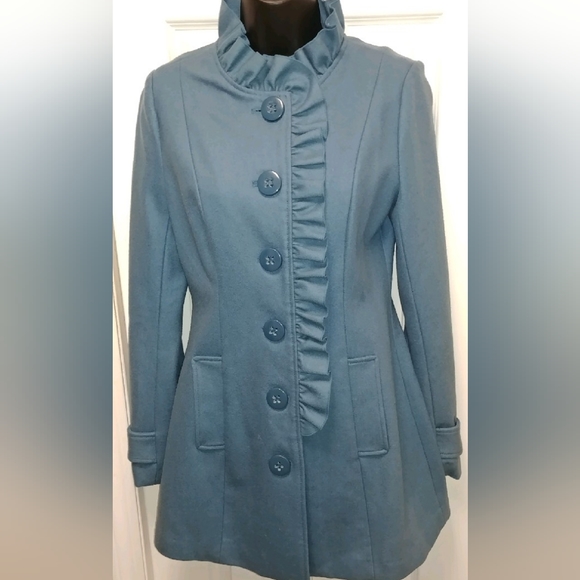 Tulle robin egg blue wool coat - Picture 6 of 11